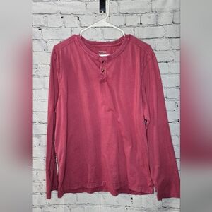 Untuckit Men's Mauve Long Sleeve Henley Shirt Size Large